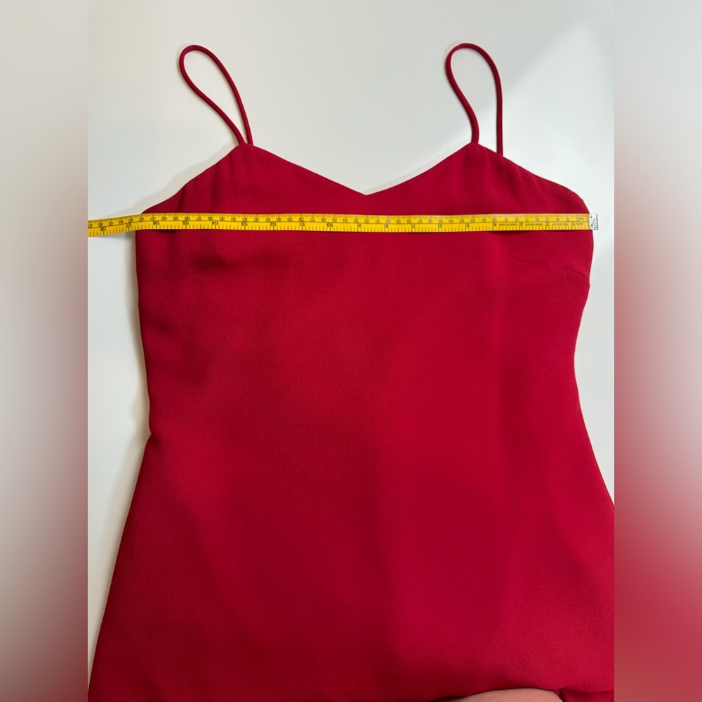 ANN TAYLOR Red Mini Dress Ruffle Bottom Size 6 Made In USA - Picture 4 of 7